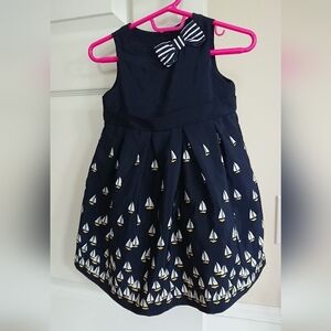 Janie and Jack Navy Blue Sailboat Print Kids Dress size 12-18M